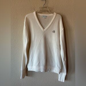 Vintage 1990s IZOD‎ Made in USA V-Neck Knit Sweater – Preppy Embroidered Logo L